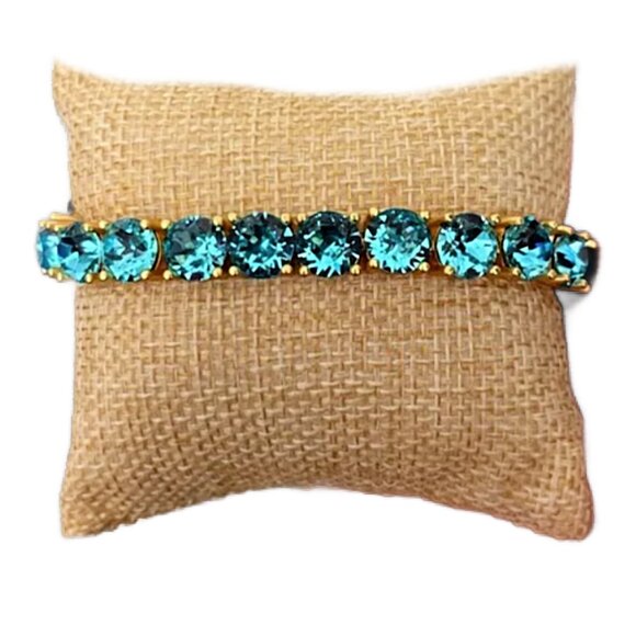 Park Lane Impression Tennis Bracelet 40 Carat Turquoise Aquamarine Matte Gold - Picture 3 of 4